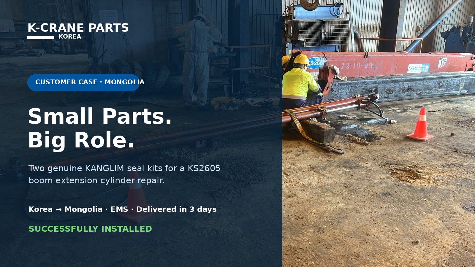 KANGLIM KS2605 seal kits delivered from Korea to Mongolia and successfully installed